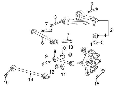 2020 Acura TLX Rear Suspension Components, Lower Control Arm, Upper Control Arm, Stabilizer Bar Arm Complete , Lower-B Rear Diagram for 52350-TZ3-A00