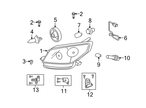 2014 Scion xD Headlamps Composite Headlamp Diagram for 81170-52G30