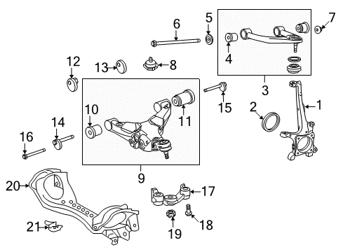 2019 Lexus LX570 Front Suspension Components, Lower Control Arm, Upper Control Arm, Ride Control, Stabilizer Bar Front Suspension Upper Arm Assembly Left Diagram for 48630-60030