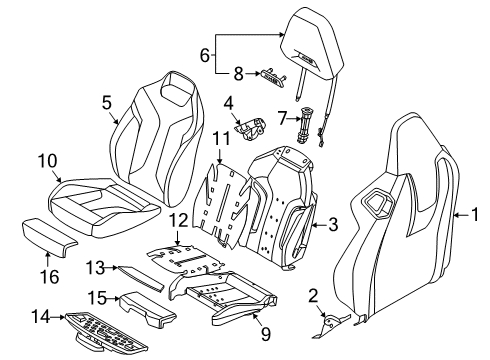 2020 BMW M8 Heated Seats SPORTS SEAT COVER LEATHER Diagram for 52108067216