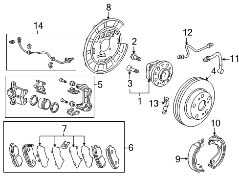 2010 Acura MDX Brake Components Front Pad Set Diagram for 45022-STX-A01