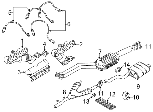 2003 BMW 530i Exhaust Components Muffler Pipe Diagram for 18107830010