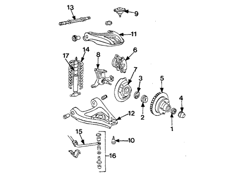 1985 Oldsmobile Custom Cruiser Front Suspension Components, Lower Control Arm, Upper Control Arm Knuckle Asm-Steering-LH Diagram for 14012595