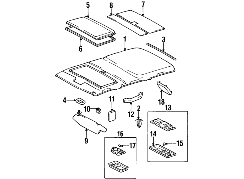 1997 Toyota Land Cruiser Interior Trim - Roof Sunshade Diagram for 63306-60090-B0