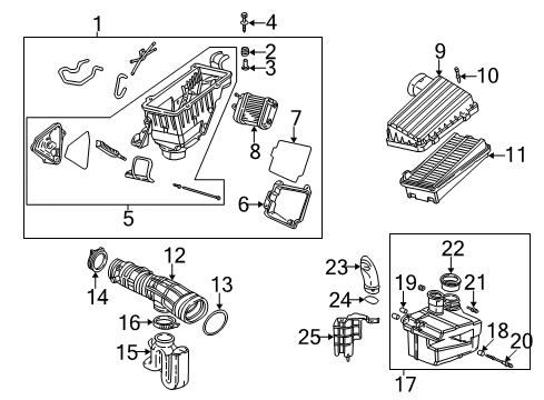 1999 Acura TL Filters Cover Set, Air Cleaner Back Diagram for 17248-P8E-A01