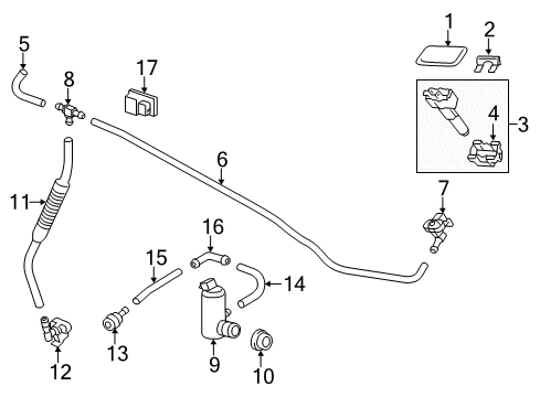 2015 Lexus GX460 Headlamp Washers/Wipers Nozzle Sub-Assembly, HEADLAMP Washer Diagram for 85044-60170-A0