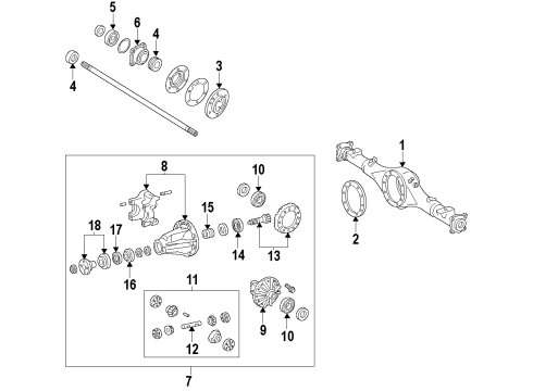 2011 Toyota 4Runner Rear Axle, Differential, Propeller Shaft Differential Case Diagram for 41301-35200