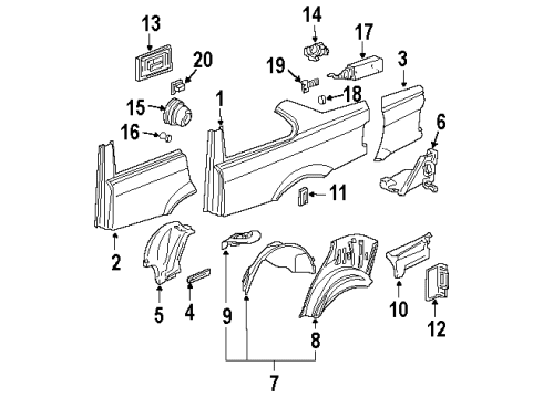 1993 BMW 318is Quarter Panel & Components Moulding Fender Rear Right Diagram for 51131977248