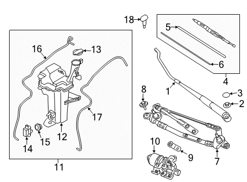 2020 Kia Rio Windshield - Wiper & Washer Components Windshield Wiper Arm Assembly Diagram for 98311H9000