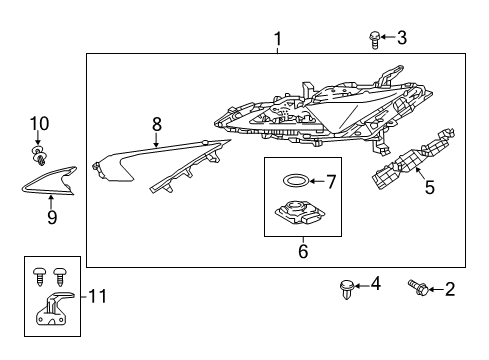 2021 Lexus LC500h Headlamps RIM, HEADLAMP, LH Diagram for 81156-11100