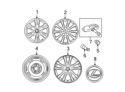 2007 Lexus IS250 Wheels, Covers & Trim Ornament Sub-Assy, Wheel Hub Diagram for 42603-30540