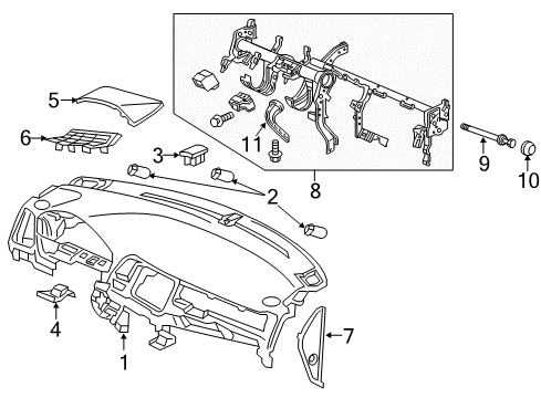 2016 Honda HR-V Cluster & Switches, Instrument Panel Lid, R. *NH900L* Diagram for 77131-T7A-003ZA