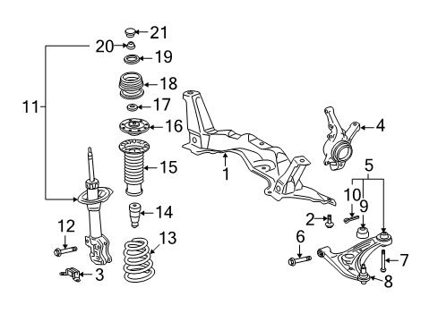 2013 Scion xD Front Suspension Components, Lower Control Arm, Stabilizer Bar Bearing Diagram for 48619-0D011