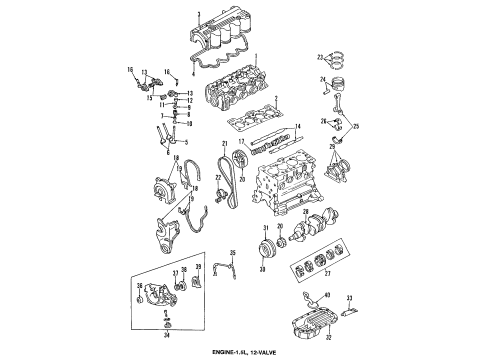 1995 Hyundai Accent Engine Parts, Mounts, Cylinder Head & Valves, Camshaft & Timing, Oil Pan, Oil Pump, Crankshaft & Bearings, Pistons, Rings & Bearings Bracket Assembly-Roll Stopper, Front Diagram for 21840-22000