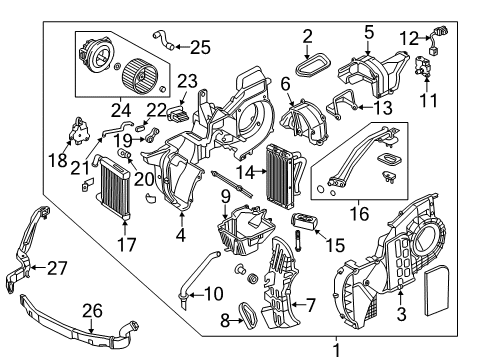 2019 Hyundai Santa Fe XL Auxiliary Heater & A/C Case-RH Diagram for 97958-B8100