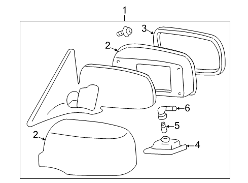 2001 Lexus LS430 Outside Mirrors Mirror Assembly, Outer Rear Diagram for 87910-50462-D1