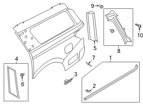 2019 Lincoln Navigator Exterior Trim - Quarter Panel Applique Diagram for JL1Z-78291A08-AA