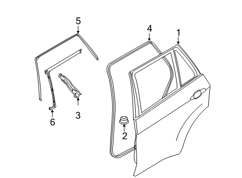 2010 BMW X6 Rear Door Gasket, Door Joint, Roof, Door Rear Left Diagram for 51767310321