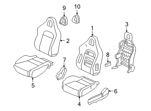 2002 Honda Civic Front Seat Components Pad Assy., L. FR. Seat-Back Diagram for 81522-S5T-A01