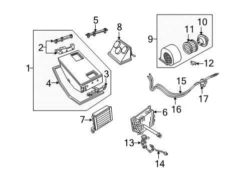 1997 Dodge B2500 A/C Evaporator & Heater Components Tube AUXILARY A/C & Valve Diagram for 4798243