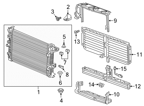 2018 GMC Terrain Radiator & Components Lower Baffle Diagram for 23463188