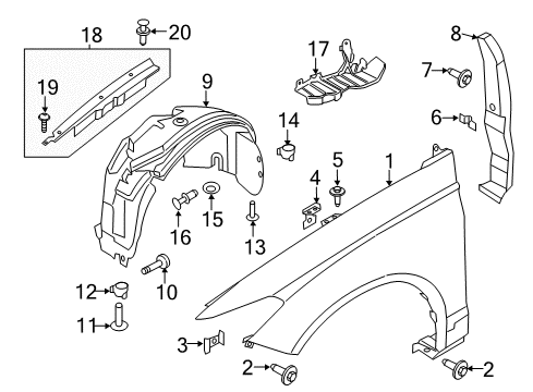 2020 Lincoln MKZ Fender & Components Fender Liner Diagram for JP5Z-16102-A