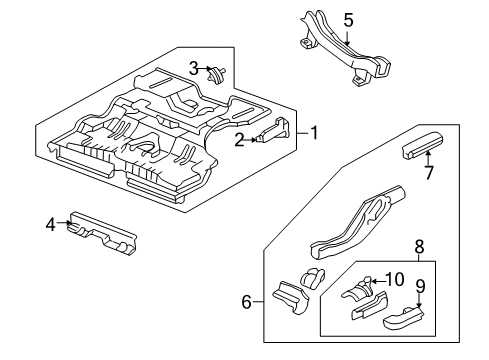 1997 Honda Civic Rear Body - Floor & Rails Frame, L. RR. Diagram for 65660-S02-A02ZZ