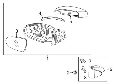 2020 Hyundai Elantra Outside Mirrors Mirror Assembly-Outside RR View, LH Diagram for 87610-F3540