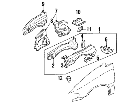 1996 Honda Odyssey Structural Components & Rails Member, L. FR. Wheelhouse (Upper) Diagram for 60713-SX0-310ZZ