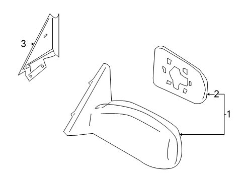 2000 Nissan Sentra Outside Mirrors Glass-Mirror, RH (Without Back Plate) Diagram for 96365-4Z000