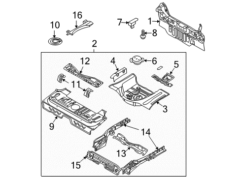 2008 Chevrolet Aveo5 Rear Body Panel, Floor & Rails Panel Asm, Rear Floor Diagram for 96532561