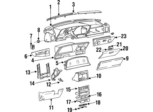 1992 Hyundai Scoupe Instrument Panel Cover-Defroster Nozzle Upper, RH Diagram for 97415-23000-AQ