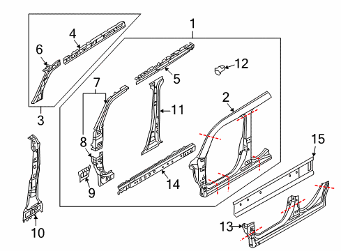 2009 Nissan Cube Aperture Panel SILL Inner RH Diagram for 76450-1FC0A