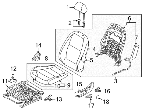 2020 Kia Rio Driver Seat Components Front Back Covering Assembly Diagram for 88360H9010SKA