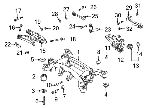 2002 BMW X5 Rear Suspension Components, Lower Control Arm, Upper Control Arm, Ride Control, Stabilizer Bar Right Swing Part Diagram for 33326770744