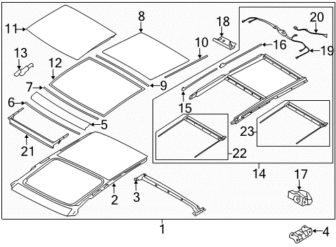 2015 Hyundai Tucson Sunroof Unit Assembly-Panoramaroof Drive Diagram for 81635-2S500