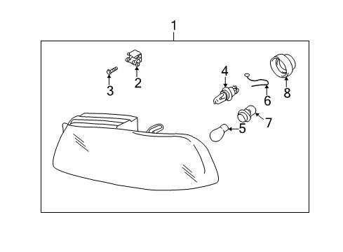 2002 Hyundai Accent Bulbs Driver Side Headlight Assembly Composite Diagram for 92101-25050