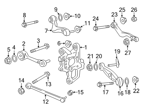 2013 Lexus LS600h Rear Suspension Components, Lower Control Arm, Upper Control Arm, Ride Control, Stabilizer Bar Rear Upper Control Arm Assembly Diagram for 48710-50090