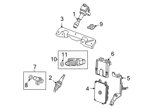2012 Honda Fit Powertrain Control Insulator, Plug Top Coil Heat Diagram for 30511-RB0-000