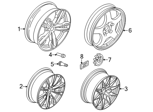 2022 BMW X4 Wheels Disc Wheel Light Alloy Titanium Matt Diagram for 36108053455