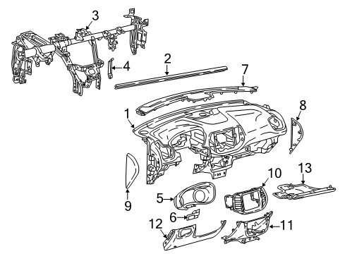 2020 Jeep Compass Instrument Panel Cover-Close-Out Diagram for 68244694AB