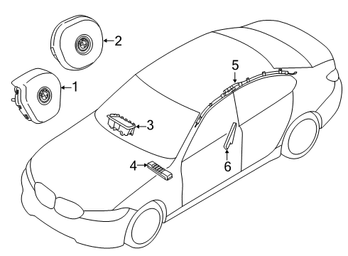 2020 BMW M340i Air Bag Components AIRBAG MODULE, DRIVER'S SIDE Diagram for 32305A250C1