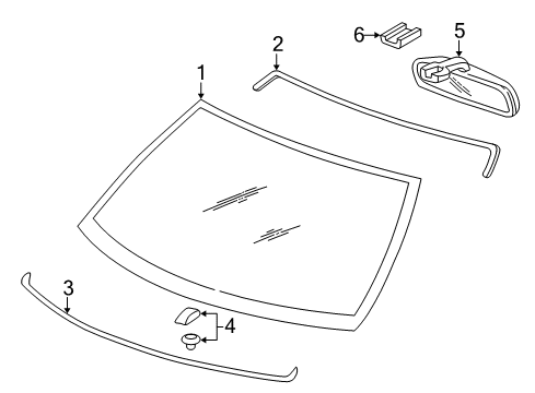 1995 Acura Integra Windshield Glass Cover, Stay (Coast Sand) (Matsuyama) Diagram for 76408-SH3-901ZF