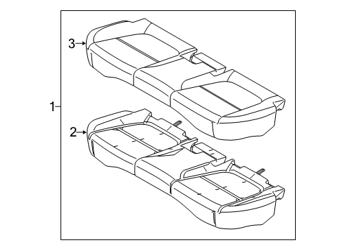 2021 Hyundai Venue Rear Seat Components Rear Seat Cushion Covering Assembly Diagram for 89160-K2000-XDA