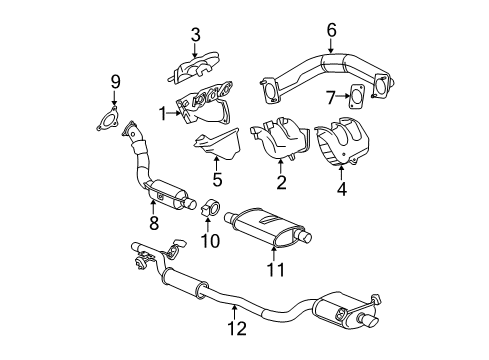 2007 Chrysler Pacifica Exhaust Manifold Exhaust Manifold And Catalytic Converter Diagram for 4880356AC