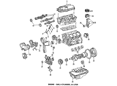 1993 Toyota Camry Engine Parts, Mounts, Cylinder Head & Valves, Camshaft & Timing, Oil Pan, Oil Pump, Crankshaft & Bearings, Pistons, Rings & Bearings INSULATOR Assembly, Engine Diagram for 12360-62021