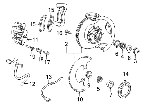 2007 Ford Ranger Front Brakes Caliper Support Diagram for 6L5Z-2C396-A