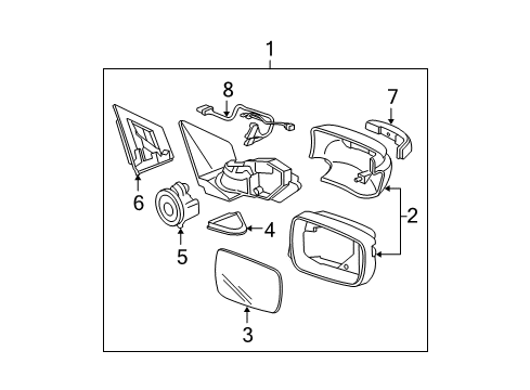2007 Acura MDX Mirrors Mirror Assembly, Passenger Side Door (Steel Blue Metallic) (R.C.) (Heated) Diagram for 76200-STX-A02ZA