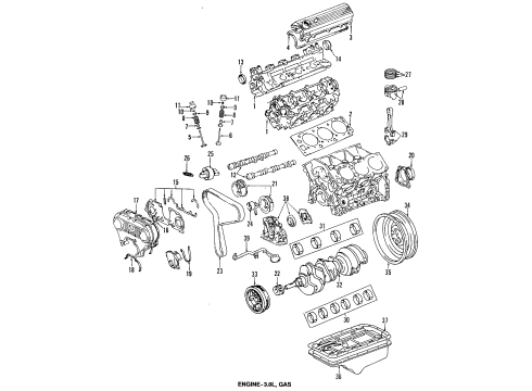 1992 Toyota Pickup Engine Parts, Mounts, Cylinder Head & Valves, Camshaft & Timing, Oil Pan, Oil Pump, Crankshaft & Bearings, Pistons, Rings & Bearings Bearings Diagram for 13041-65020-02