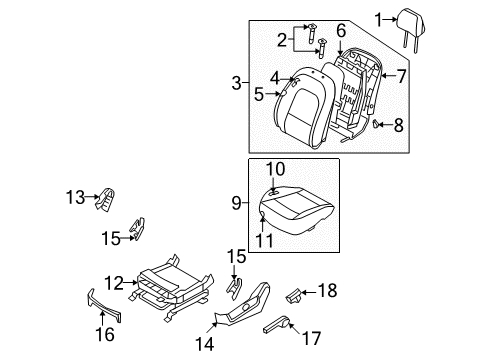 2009 Hyundai Veracruz Front Seat Components Shield Cover-Front Seat, LH Diagram for 88185-3J000-6T